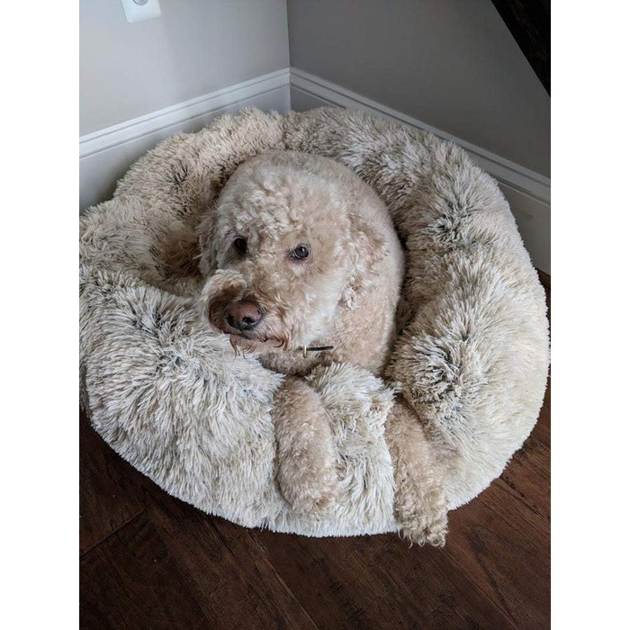 Крісло-гніздо для кота/собаки Donut, затишне ліжко для домашніх тварин з м'якою оббивкою, кругле, плюшеве, 60 см, світло-коричневе