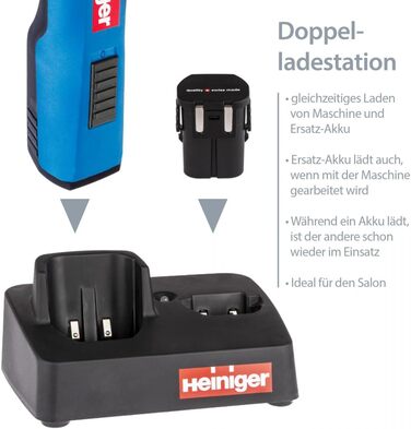 HEINIGER Saphir машинка для стрижки волосся, бездротова, синя