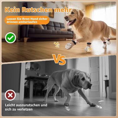 Шкарпетки для собак PICK FOR LIFE 4 шт. Захист лап, антиковзаючі, з клямками для твердих дерев'яних підлог, для маленьких, середніх та великих собак XL, коричневі