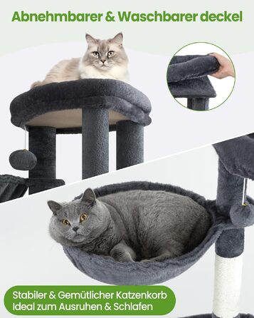 Комплекс для котів Kratzbaum XL 170 см сірий: будинок, дряпки, платформа, гойдалка