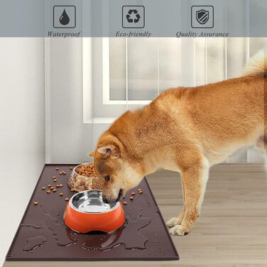 Підкладка під миску для собак та котів VIVAGLORY Grippymat, силіконова, L (60x40 см), шоколадного кольору