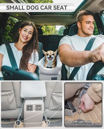 PETSFIT Автокрісло для собак у середню консоль авто, сіре та біле, до 4 кг
