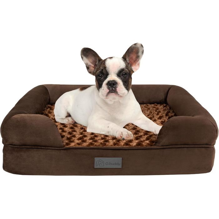 Ортопедичне собаче ліжко для великих собак, водонепроникне, знімний чохол, віскоеластична піна, 90x65x23 см, коричневе