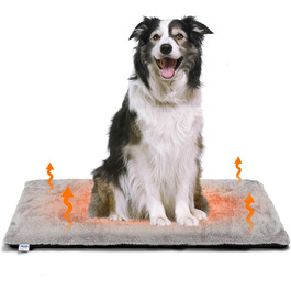 Nobleza Самогріюча килимок для собак та котів, тепла підстилка для домашніх тварин на зиму, м'яке ліжко для собак з Memory Foam, знімний, м'який плюшевий чохол, сірий, 91x58x4 см