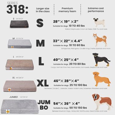 Ортопедичне ліжко для собак Laifug з memory foam, велике, з подушкою, водовідштовхувальне, знімний чохол, розмір L (87x56x10 см)