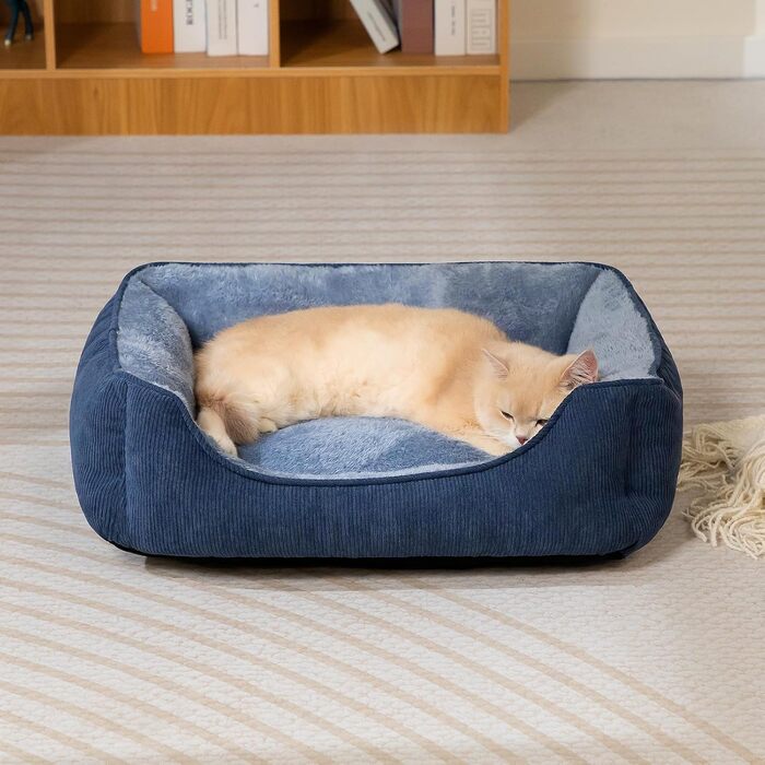 Ліжко для котів та собак Hollypet, м'яке, дихаюче, 55x45x15 см, блакитно-сіре