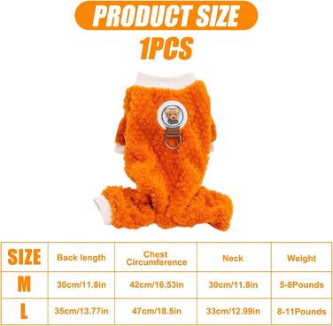 Теплий флісовий халат для собак, зимовий піжамний костюм для цуценят (Помаранчевий, L)