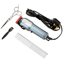 Машинка для стрижки шерсті собак та котів CGZZ Tierhaarschneidemaschine, тиха, з 8 насадками, блакитна