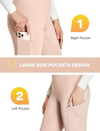 Легінси для їзди верхи FitT4 Reitlegging для жінок та дівчаток з силіконовими вставками, кишенею для телефону та петлями для ременя. Ідеально для верхової їзди та тренувань коней (Небесно-рожевий, S)