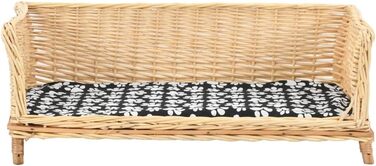 Корзина для собак VidaXL з подушкою, лежанка для тварин, корзина для домашніх улюбленців, місце для сну собаки, плетені корзини для собак, 50x33x30 см, натуральне дерево