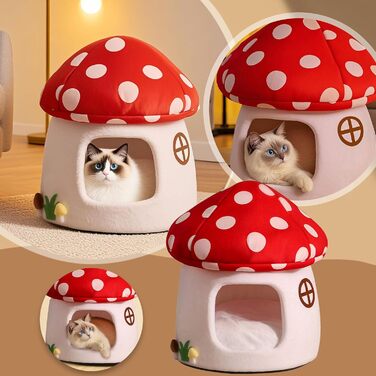 Кігтечка-ліжко для котів Pilz, знімний подушкою, м'яке та тепле, 50x47 см (Червоний, L)