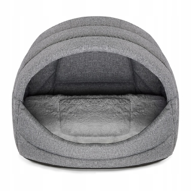 Лежак-будиночок для собак та котів, розмір L, колір бежевий + хутряна підстилка