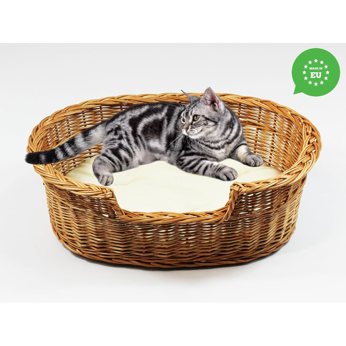 Кілимок для собак та котів з плетіння лози, 43x28x10/14 см, з подушкою Ecri