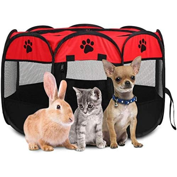 Вольєр для цуценят та тварин, розкладний вольєр для собак, кроликів, морських свинок, котів, для використання в приміщенні або на вулиці, 81 x 45 см