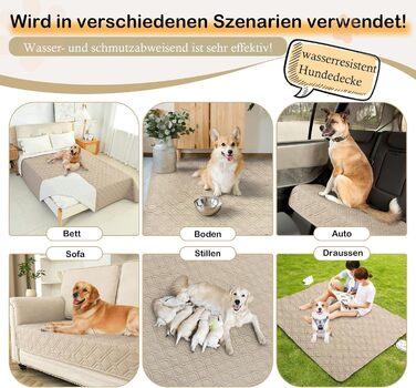 Водонепроникний килимок для собак GYURO - двосторонній, м'який, 97x190 см та 208x208 см (Хакі)