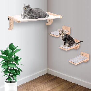 Настінна гамак для котів, дерев'яні меблі для котів, полиці та стійки, полиця для котів з плюшем, платформа-ліжко для котів для сну, ігор та лазіння