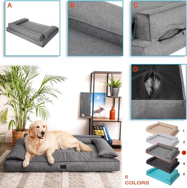 Ліжко-матрац для собак DOGGY XXL 120x77 см, антрацит, для малих і великих порід, лежак-подушка для домашніх тварин