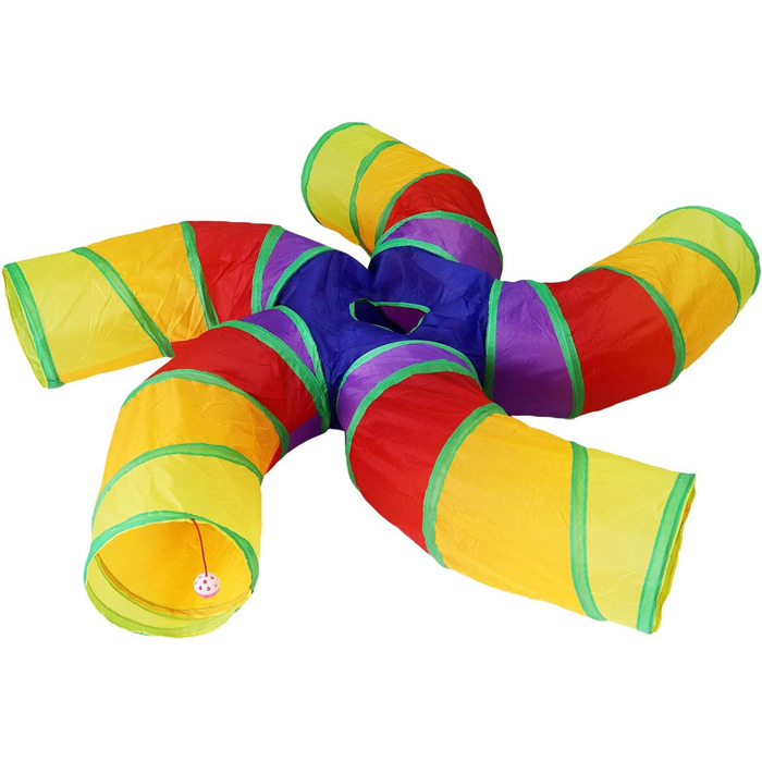 Туннель для котів Bemodst Regenbogen, S-подібний 5-доріжний, складаний, інтерактивний лабіринт для котів, кроликів, хом'яків, цуценят, тощо