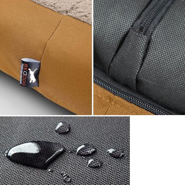 Ліжко для собак BedDog Teddy, м'яке диван-ліжко з Cordura та мікрофібри, зручне ліжко з бортиками, подушка для собак, квадратна форма, для дому та вулиці, розмір XXL, колір золотисто-бежевий GOLDEN-SAND, 120 x 85 x 23 см