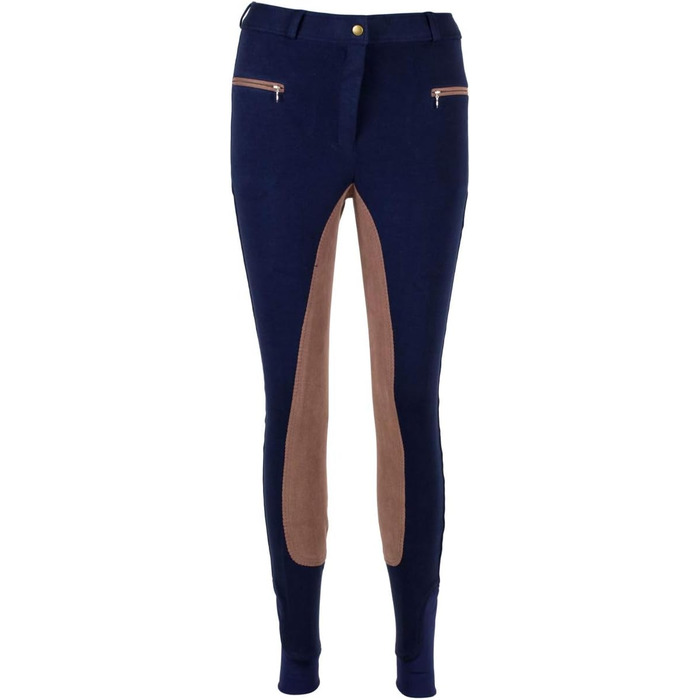Жіночі штани для верхової їзди RL24 Vollbesatz Flex BASICLINE, розмір 38, темно-синій/світло-коричневий