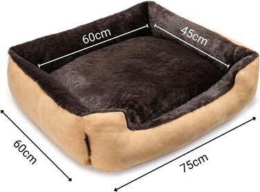 Килимок для собак Lionto з двостороннім подушкою та неслизьким дном, 75x60 см, бежевий/коричневий. Зручний лежак для собак та котів будь-якого віку.