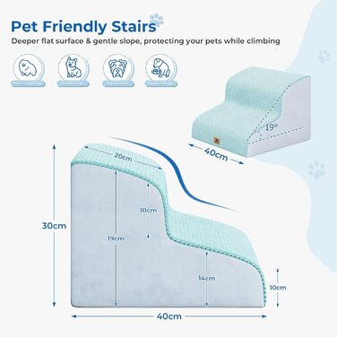 Сходинки для собак та котів, 3 ступені, 40 см, сірі (блакитні), миються, протиковзкі