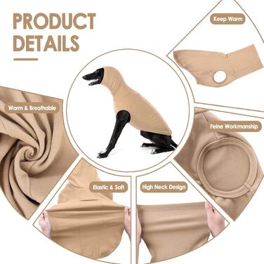 Теплий зимовий пуловер для собак великих порід, пухнастий флісовий светр з високим коміром, Khaki, розмір M