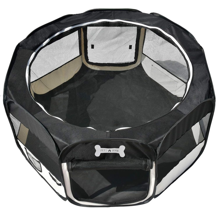 Клітка-забіг для цуценят MC Star Oxford, 8 елементів, 125x125x64 см, чорна