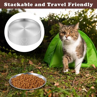 Миска для котів YUXIANLB, нержавіюча сталь, широка, 2 шт.