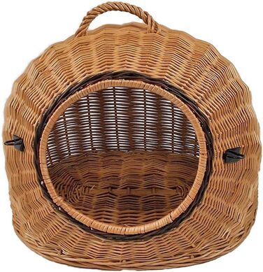 Транспортний кошик для тварин з ротангу, коричневий, розмір M, 50x40x45 см, знімний металевий ґрат
