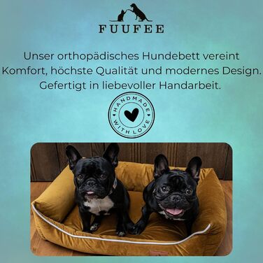 Жовте собаче ліжко FUUFEE L 100x80 см | Зручне диван-ліжко для великих собак | Легко миється, знімний чохол на блискавці