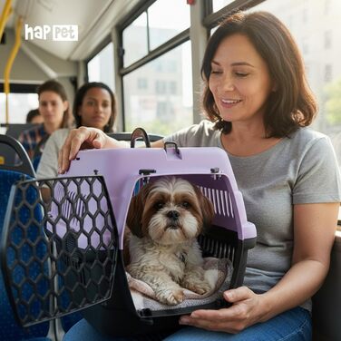 Транспортний бокс для тварин Happet ABBA M сірий 56x37x37 см – міцний, добре провітрюваний бокс з пластику для котів та маленьких собак, переноска для подорожей, переноска для котів (M (56x37x37cm), ABBA Violett)