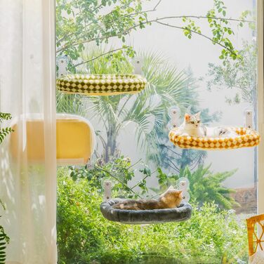 Крісло-гамак для котів EDAGNY - м'яке, розкладне, з плюшем, для вікна, до 18 кг, зелений колір