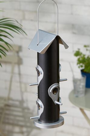 Годівниця для птахів Windhager Saatmischung з насіннєвою сумішшю, з металу, 13,5 x 13,5 x 35 см, 06969, Антрацит