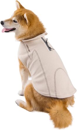 Тепла куртка VIVAGLORY для собак на зиму, флісова жилетка з застібкою-липучкою та отвором для повідка, світловідбиваюча, регульована, S, Бежевий