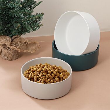 Керамічна миска для собак - неслизька, для маленьких та середніх собак, для води та корму. Керамічна миска для котів. Біла, 15 см, 720 мл