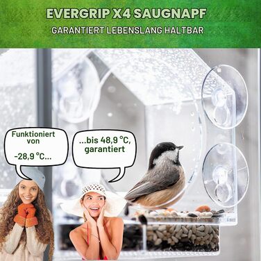 Годівниця для птахів на вікно Nature Anywhere Birds-I-View, прозора станція для годування птахів