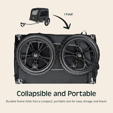 Причіп для собак Retrospec Rover Hauler – для маленьких та середніх собак, складаний, з колесами 40.6 см, чорний