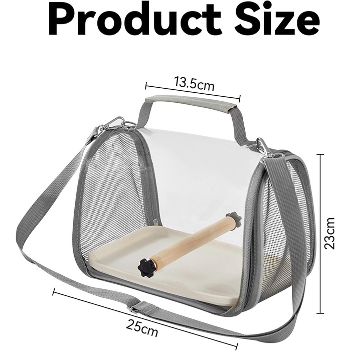 Транспортний бокс для птахів Gxdamxz з дерев'яним штиком та підносом, клітка для хвилястих попугаїв/попугаїв/дрібних тварин, 27x20x20 см