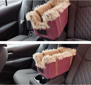 Автомобільний підлокітник для собак | Універсальний, миючий, зносостійкий, для середніх консолей, передніх та задніх сидінь | Сумка для собак, для маленьких порід | Колір: Бордовий