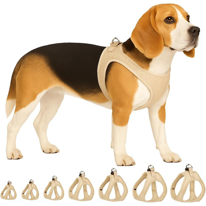 Шлейка для собак середнього розміру Flamingo Step&Go Bento Beige, L