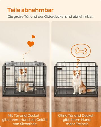 Клітка для тварин Feandrea, міцна, переносна, 107 x 70 x 75 см, для великих тварин, з 2 дверцятами, XL, чорна