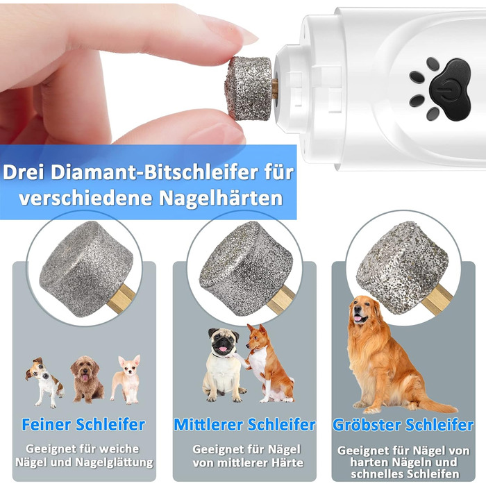 Електричний точило для собачих кігтів YABIFE - тихе точило для собак та котів, 3 швидкості