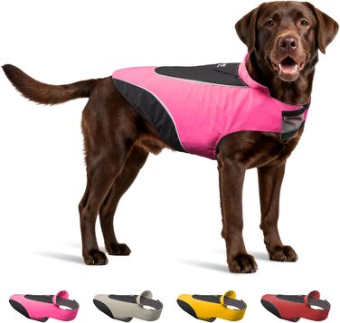 Дощовик для собак TSPRO Premium, водонепроникний, з світловідбиваючими смугами, отвір для повідка, для собак малого та середнього розміру, регульовані ремені, зберігає сухим під час прогулянок (M/L), рожевий