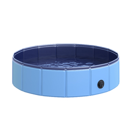 PawHut Dog Pool Надійний дитячий басейн для собак, басейн з ПВХ+дерева, блакитний, Ø80xH20 см, літні розваги| Аосом