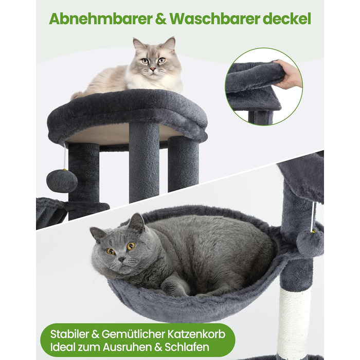 Комплекс для котів Kratzbaum XL 170 см сірий: будинок, дряпки, платформа, гойдалка
