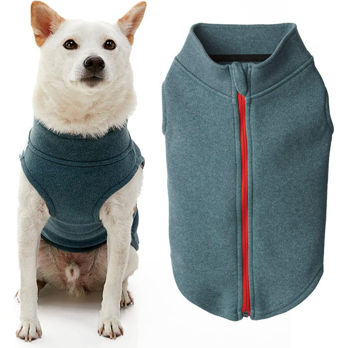 Жилет для собак GOOBY Zip Up Feece, турквіс-мікро, розмір Medium (обхват грудей ~44 см)