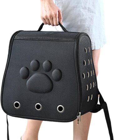 Трансформер для тварин: переноска-рюкзак для котів та маленьких собак, чорний