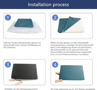 Ортопедичне ліжко для собак з Memory Foam, блакитне, розмір M. Ліжко для собак з шаруватого пінополіуретану, знімний, пральний чохол. Підходить для собак маленьких, середніх та великих порід.