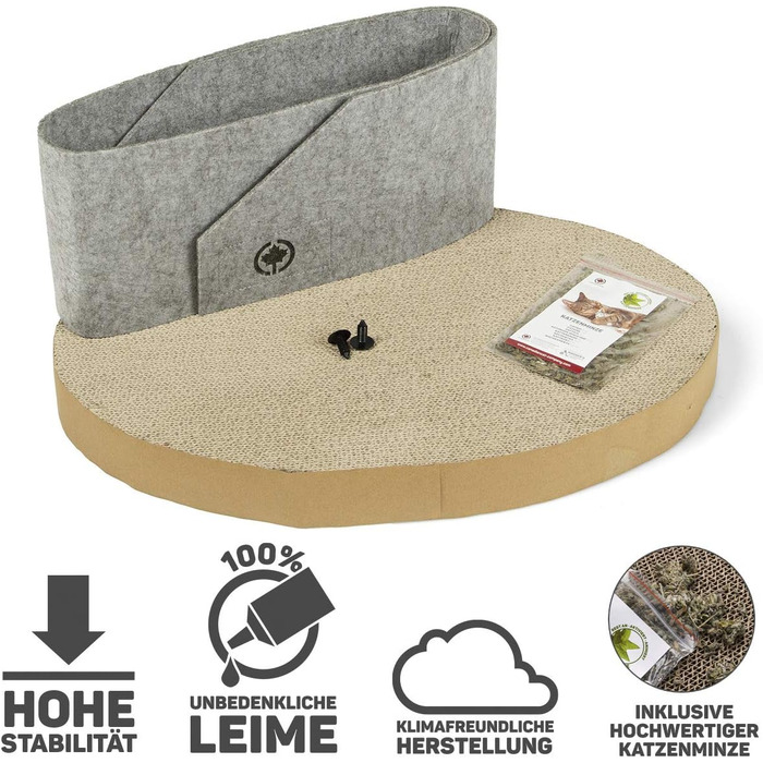 Кігтеточка-ліжко Owen XL сірого кольору з багатоярусною поверхнею для котів, 50 см